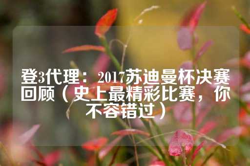 登3代理：2017苏迪曼杯决赛回顾（史上最精彩比赛，你不容错过）