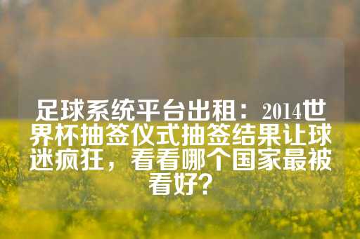 足球系统平台出租：2014世界杯抽签仪式抽签结果让球迷疯狂，看看哪个国家最被看好？