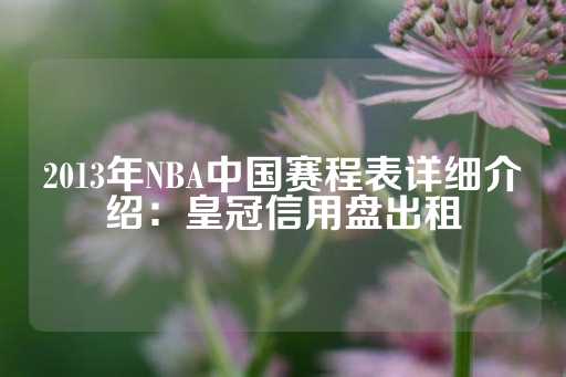 2013年NBA中国赛程表详细介绍：皇冠信用盘出租