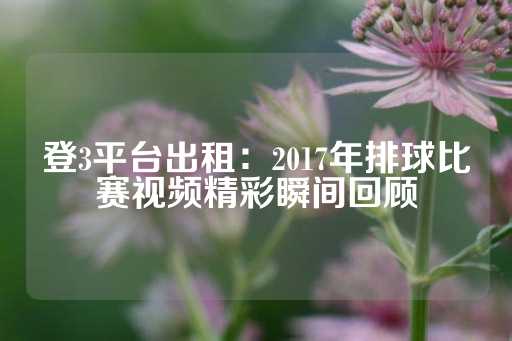 登3平台出租：2017年排球比赛视频精彩瞬间回顾