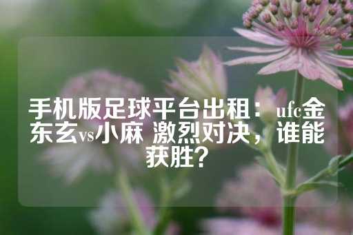 手机版足球平台出租：ufc金东玄vs小麻 激烈对决，谁能获胜？